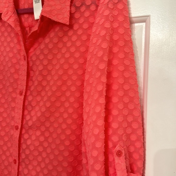Chico’s Coral Pink Sheer Blouse - Picture 3 of 6